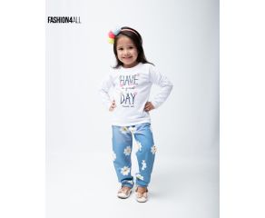 CONJUNTO MOLETON FLORES REF. 103 - TANTINHO KIDS 