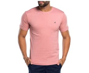 CAMISETA ROSA MASCULINA BÁSICA LISA ALGODÃO BAMBORRA