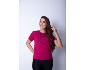 T-SHIRT FEMININA VICTOR FASHION MODA ESTAMPA CORAÇÃO