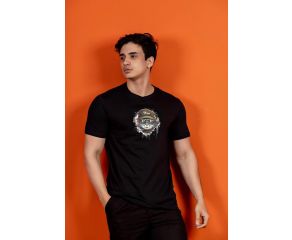 CAMISA MASCULINA PRETA GATO